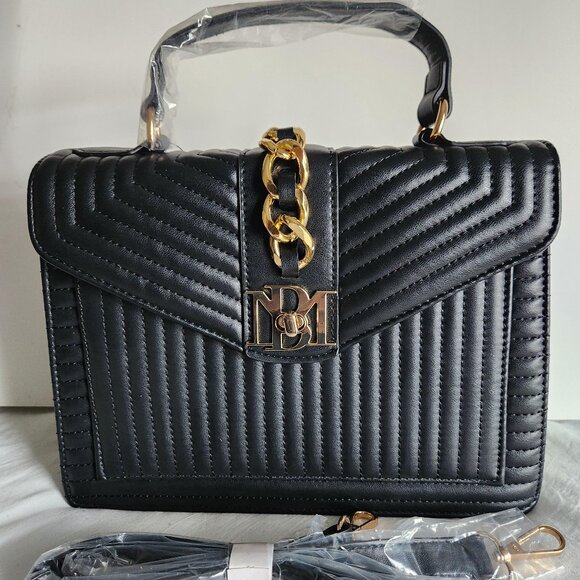 Badgley Mischka *NWT* Black Quilting Crossbody, Chain w/letter lock set, 4FER - Picture 8 of 13